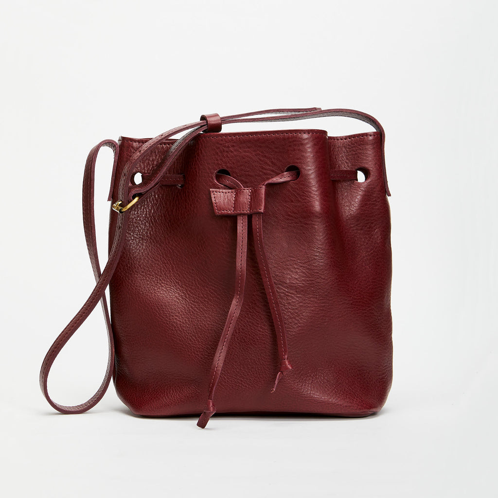 Rivington Drawstring Soft Leather Handbag Berry