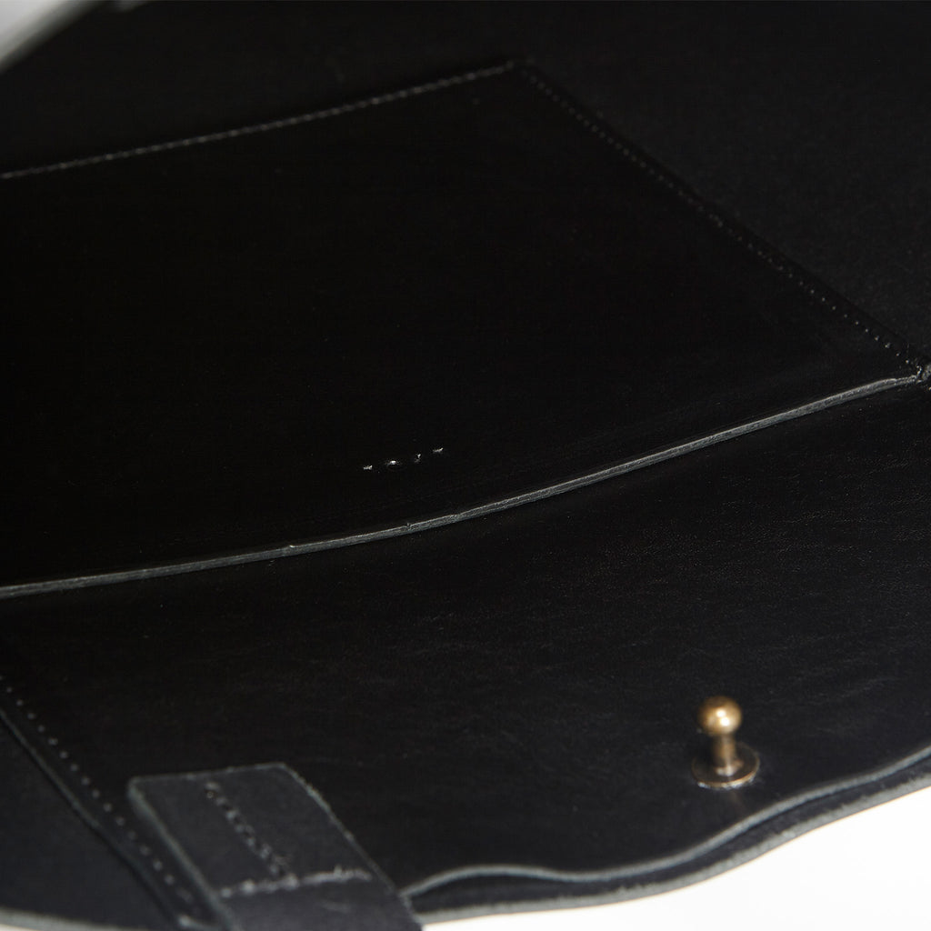 Unisex Black Leather Arch Tote Bag | LPOL