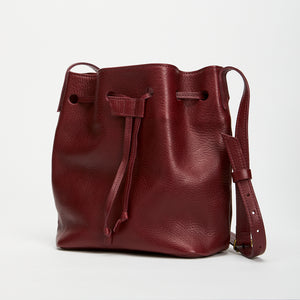 Rivington Drawstring Soft Leather Handbag Berry
